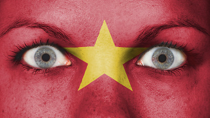 Image showing Close up of eyes with flag