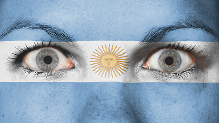 Image showing Close up of eyes with flag