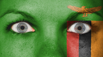 Image showing Close up of eyes with flag