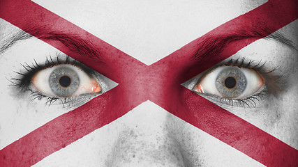 Image showing Close up of eyes with flag