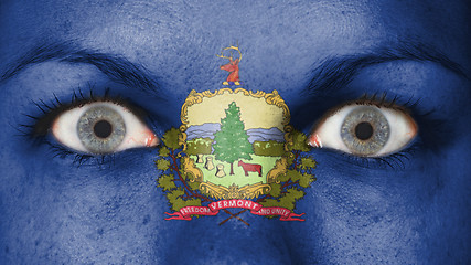 Image showing Close up of eyes with flag