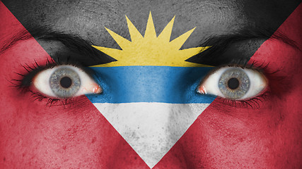 Image showing Close up of eyes with flag