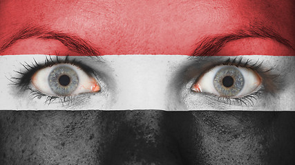 Image showing Close up of eyes with flag