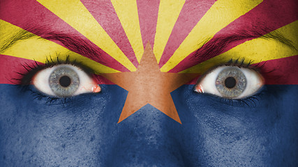 Image showing Close up of eyes with flag