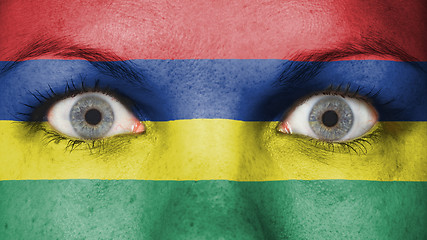 Image showing Close up of eyes with flag