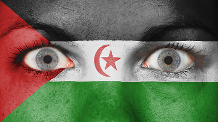 Image showing Close up of eyes with flag