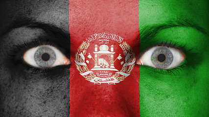 Image showing Close up of eyes with flag