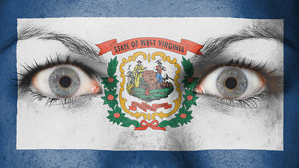 Image showing Close up of eyes with flag