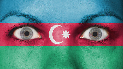 Image showing Close up of eyes with flag