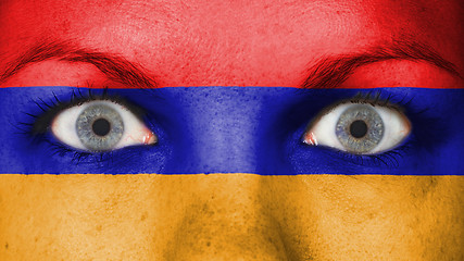 Image showing Close up of eyes with flag