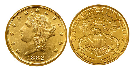 Image showing Twenty dollars gold coin from 1882