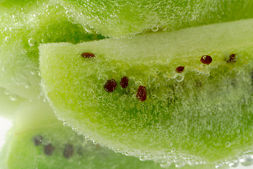 Image showing piece of kiwi fruit with bubbles