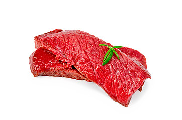 Image showing Meat beef slices with rosemary