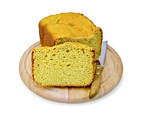 Image showing Bread homemade yellow on a round board