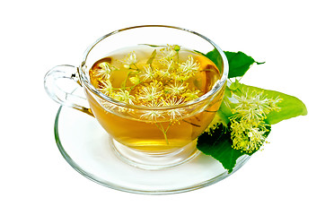 Image showing Herbal tea from linden flowers in a cup