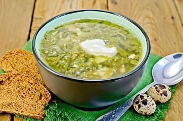 Image showing Soup green of herbs on the board