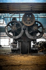 Image showing Large industrial hall with cogs