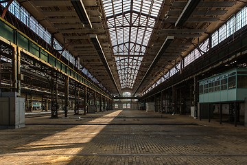 Image showing Large industrial hall of a repair station