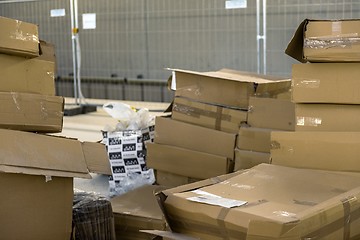 Image showing Opened cardboard box in a building