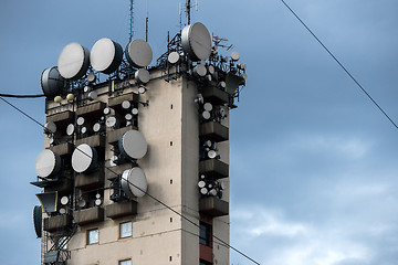 Image showing Communications tower against sky