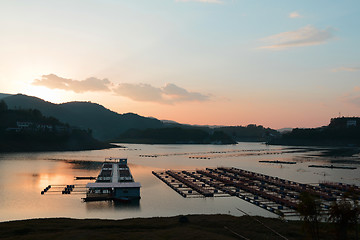 Image showing Lake at sunset