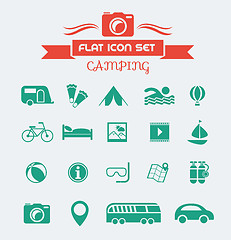 Image showing Camping Flat Icon Set