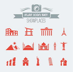 Image showing Landmarks Flat Icon Set