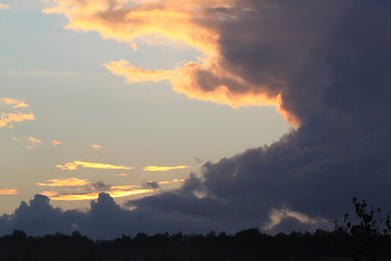 Image showing Dark clouds in the evening sky