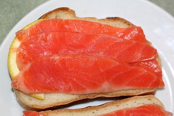 Image showing Sandwich with red fish