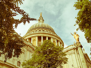 Image showing Retro looking St Paul Cathedral, London