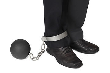 Image showing Businesman with ball and chain