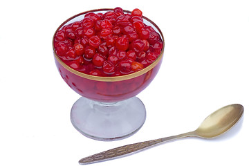 Image showing Viburnum berries in syrup on a white background.