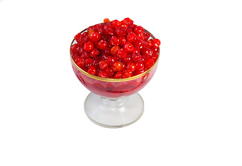 Image showing Viburnum berries in syrup on a white background.