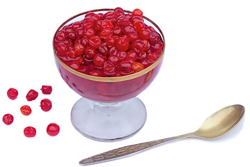 Image showing Viburnum berries in syrup on a white background.