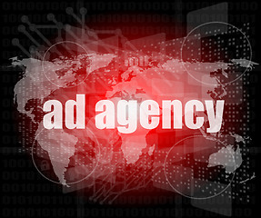 Image showing Pixeled word Ad agency on digital screen 3d render