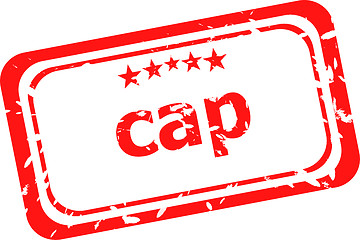 Image showing cap on red rubber stamp over a white background