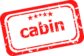 Image showing cabin on red rubber stamp over a white background