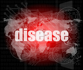 Image showing disease words on digital touch screen interface