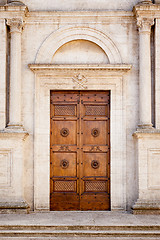 Image showing Wooden Door in Pienza Italy