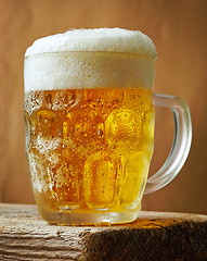 Image showing Frosty glass of light beer