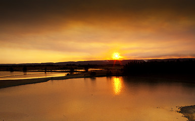 Image showing Sunset over Lakes