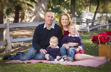 Image showing Small Young Family Holiday Portrait