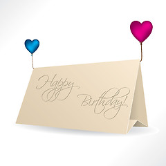 Image showing Birthday card with heart shaped balloons 