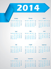 Image showing Blue ribbon calendar design for 2014