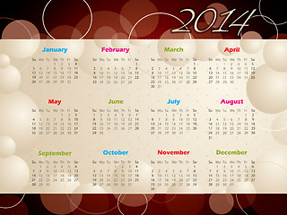 Image showing 2014 calendar with bubbles and circles