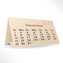 Image showing 2013 december calendar design