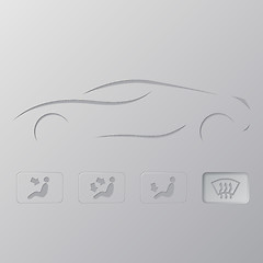 Image showing Car silhouette with flat icons