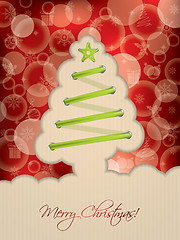 Image showing Red christmas card with tree shoelace