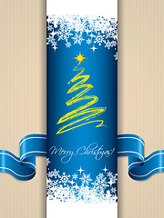 Image showing Christmas greeting card with ribbon 