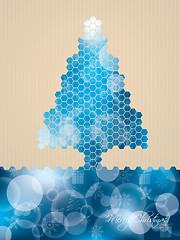 Image showing Hexagon christmas greeting with striped background